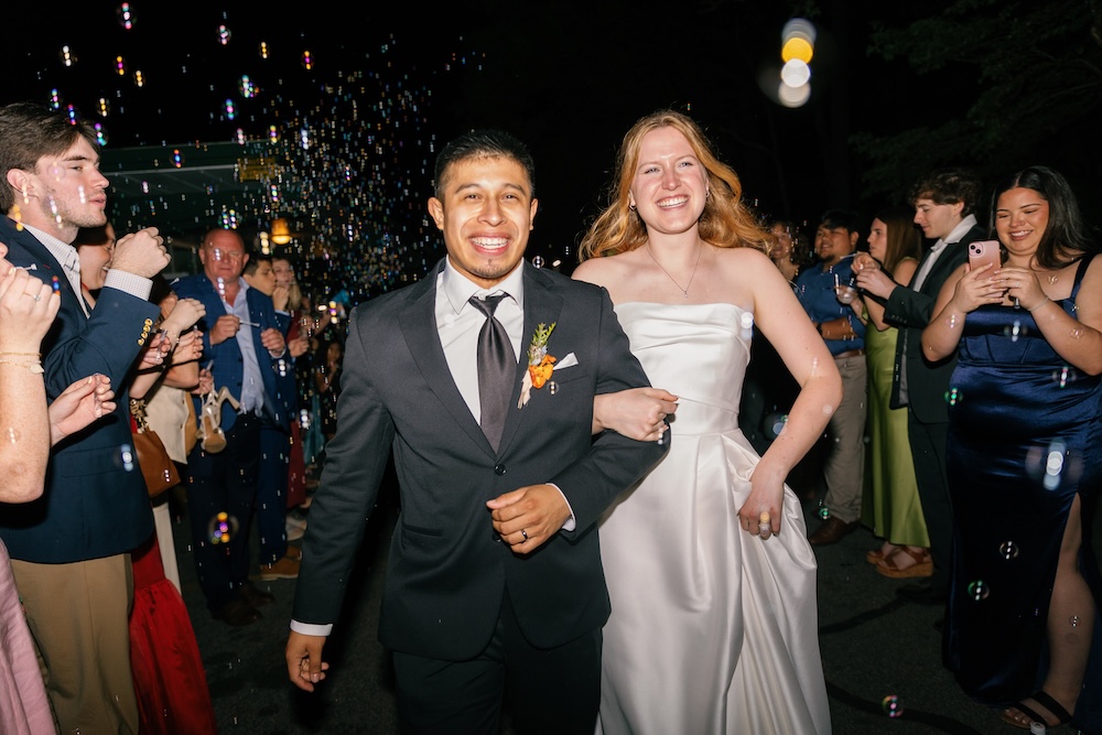 couple leaving a wedding reception in Atlanta